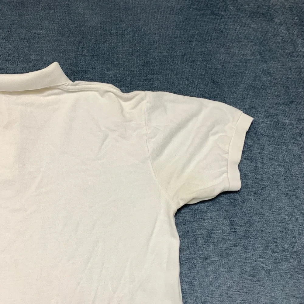 Polo By Ralph Lauren Shirt Mens Medium White Cotton Side Slit Hi Lo Hem Sports